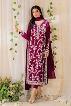 ‎‎‎MIRANA-3PC LAWN EMBROIDERED SHIRT WITH BAMBER CHIFFON DUPATTA AND TROUSER-DPC-4720