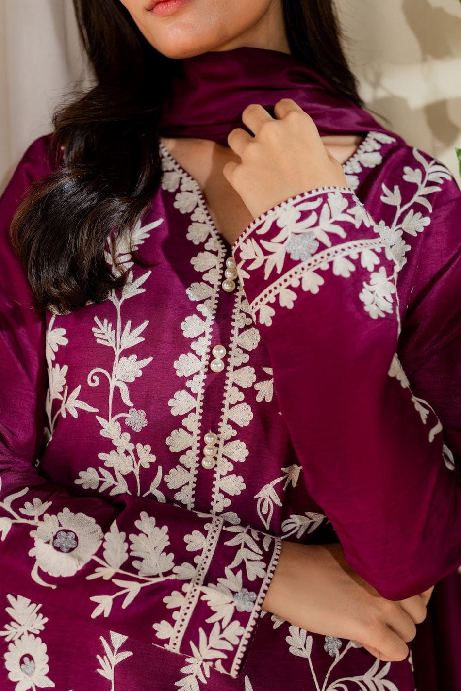 ‎‎‎MIRANA-3PC LAWN EMBROIDERED SHIRT WITH BAMBER CHIFFON DUPATTA AND TROUSER-DPC-4720