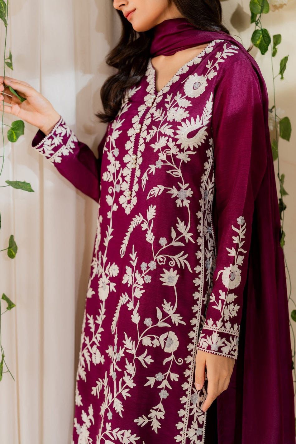 ‎‎‎MIRANA-3PC LAWN EMBROIDERED SHIRT WITH BAMBER CHIFFON DUPATTA AND TROUSER-DPC-4720
