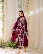 ‎‎‎MIRANA-3PC LAWN EMBROIDERED SHIRT WITH BAMBER CHIFFON DUPATTA AND TROUSER-DPC-4720