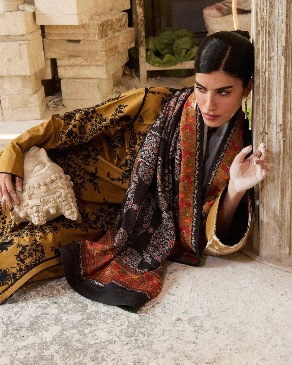 HUSSAIN REHAR- 3PC LAWN EMBROIDERED SHIRT WITH DIGITAL MONAR DUPATTA AND TROUSER-DPC-3592