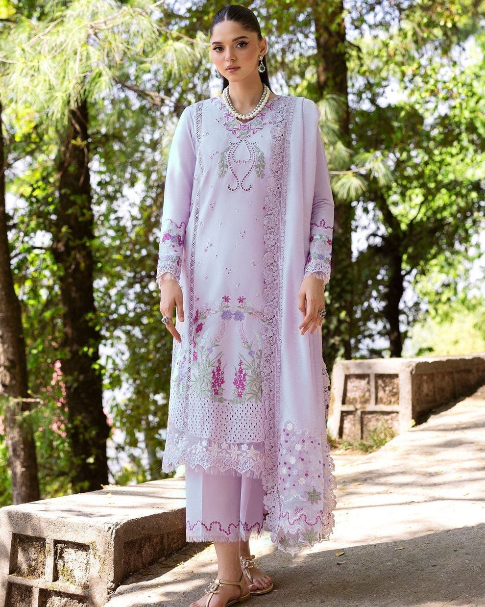 ‎HUSSAIN REHAR- 3PC LAWN EMBROIDERED SHIRT WITH DIGITAL MONAR DUPATTA AND TROUSER-DPC-3592