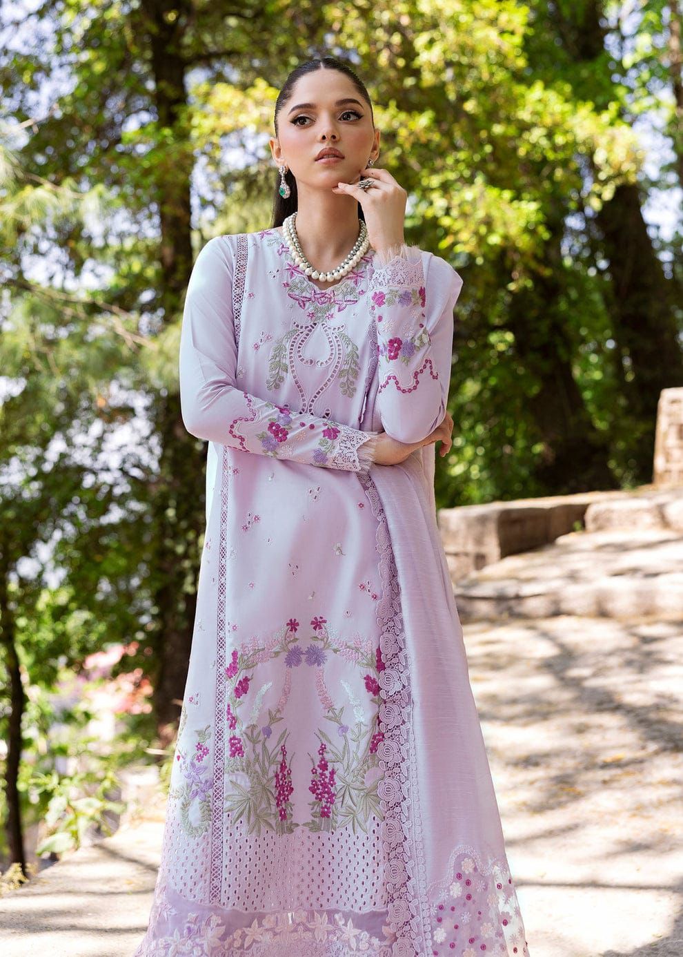 ‎HUSSAIN REHAR- 3PC LAWN EMBROIDERED SHIRT WITH DIGITAL MONAR DUPATTA AND TROUSER-DPC-3592