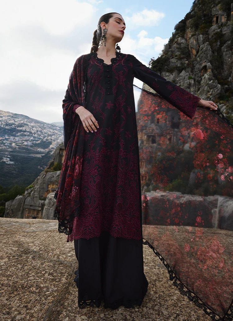 IMAGE-3PC LAWN EMBROIDERED SHIRT WITH CHIFFON PRINTED DUPATTA AND TROUSER-DPC-4543