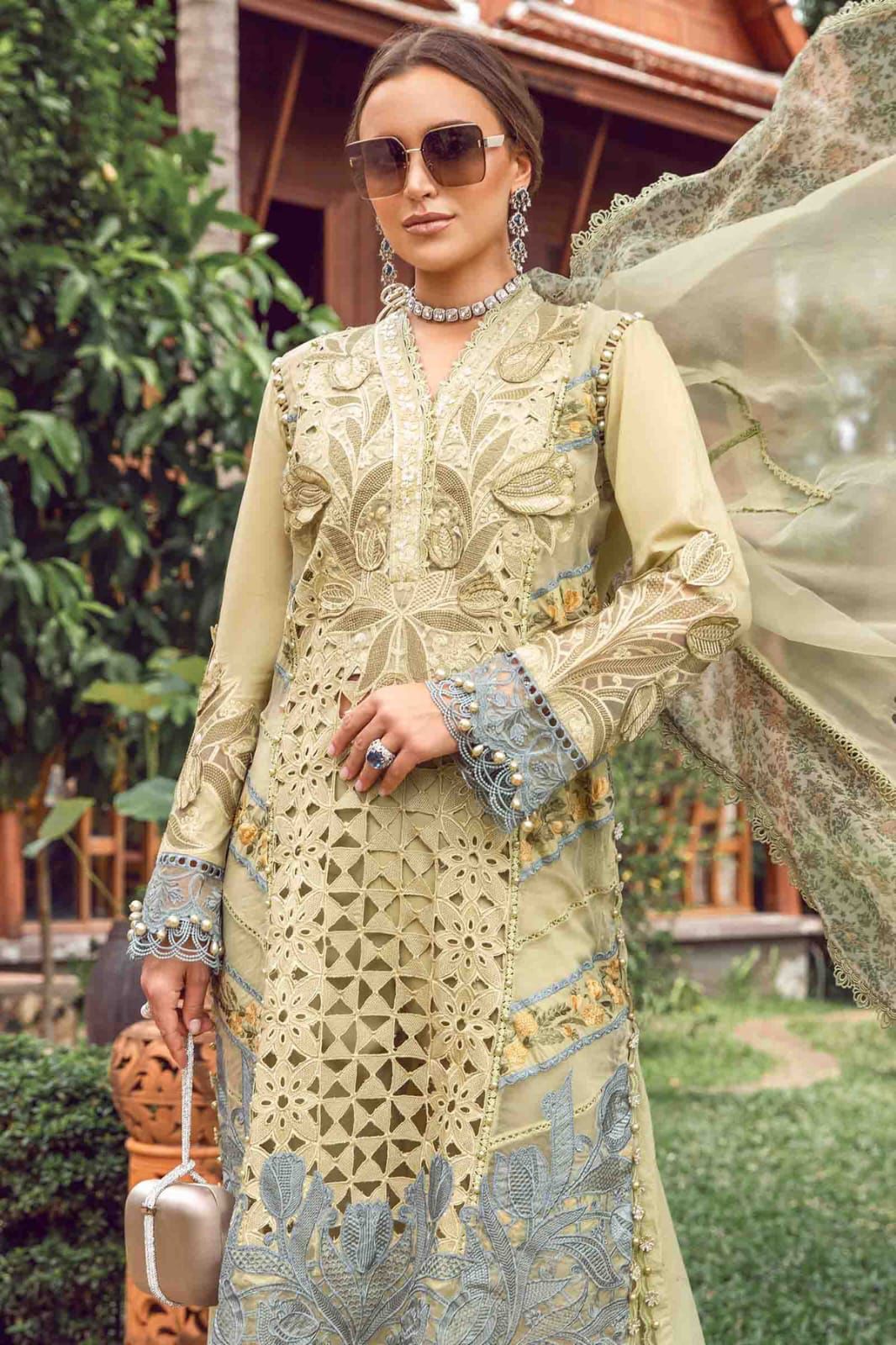 ‎‎‎‎‎‎‎‎MARIA.B-3PC LAWN EMBROIDERED SHIRT WITH EMBROIDERED ORGANZA DAMAN CHIFFON PRINTED EMB DUPATTA AND EMB TROUSER-DPC-4606