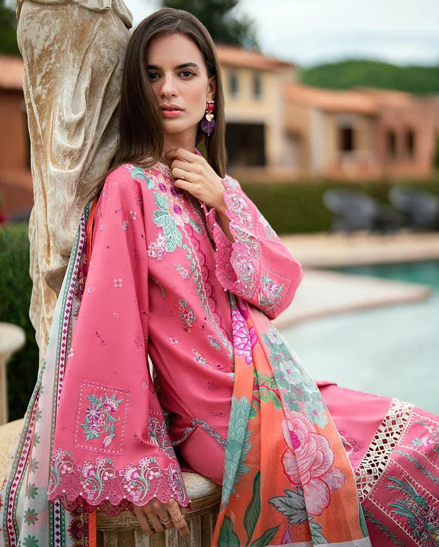 ROHENAZ- 3PC LAWN EMBROIDERED SHIRT WITH MONAR DUPATTA AND TROUSER-DPC-3755