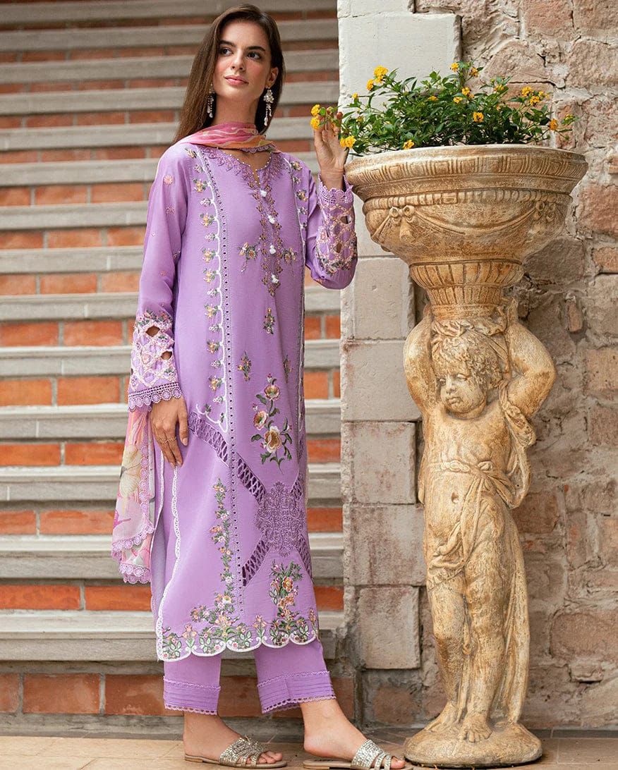 ROHENAZ- 3PC LAWN EMBROIDERED SHIRT WITH PRINTED CHIFFON DUPATTA AND TROUSER-DPC-3379