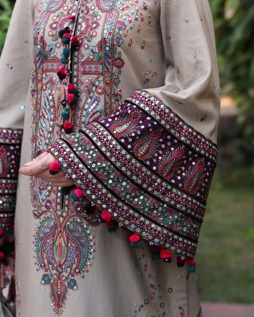 JAZMIN- 3PC LAWN EMBROIDERED SHIRT WITH BAMBER CHIFFON EMB DUPATTA AND TROUSER-DPC-4227