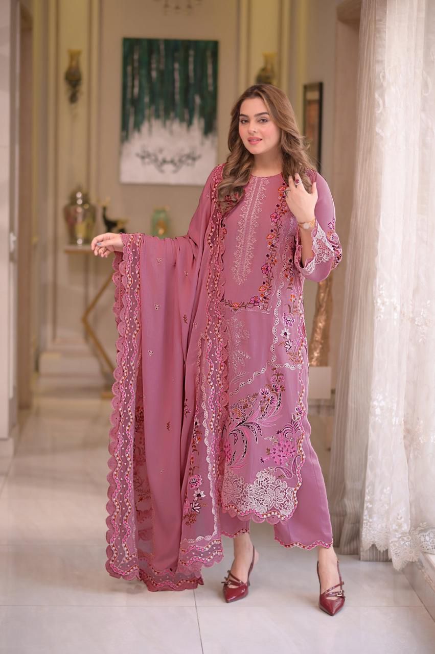 ANEELAS - 3PC LAWN EMBROIDERED SHIRT WITH KHADDI NET DUPATTA AND TROUSER -DPC-4148
