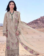 AFSOON- 3PC LAWN EMBROIDERED SHIRT WITH KHADDI NET DUPATTA AND EMB TROUSER-DPC-4711