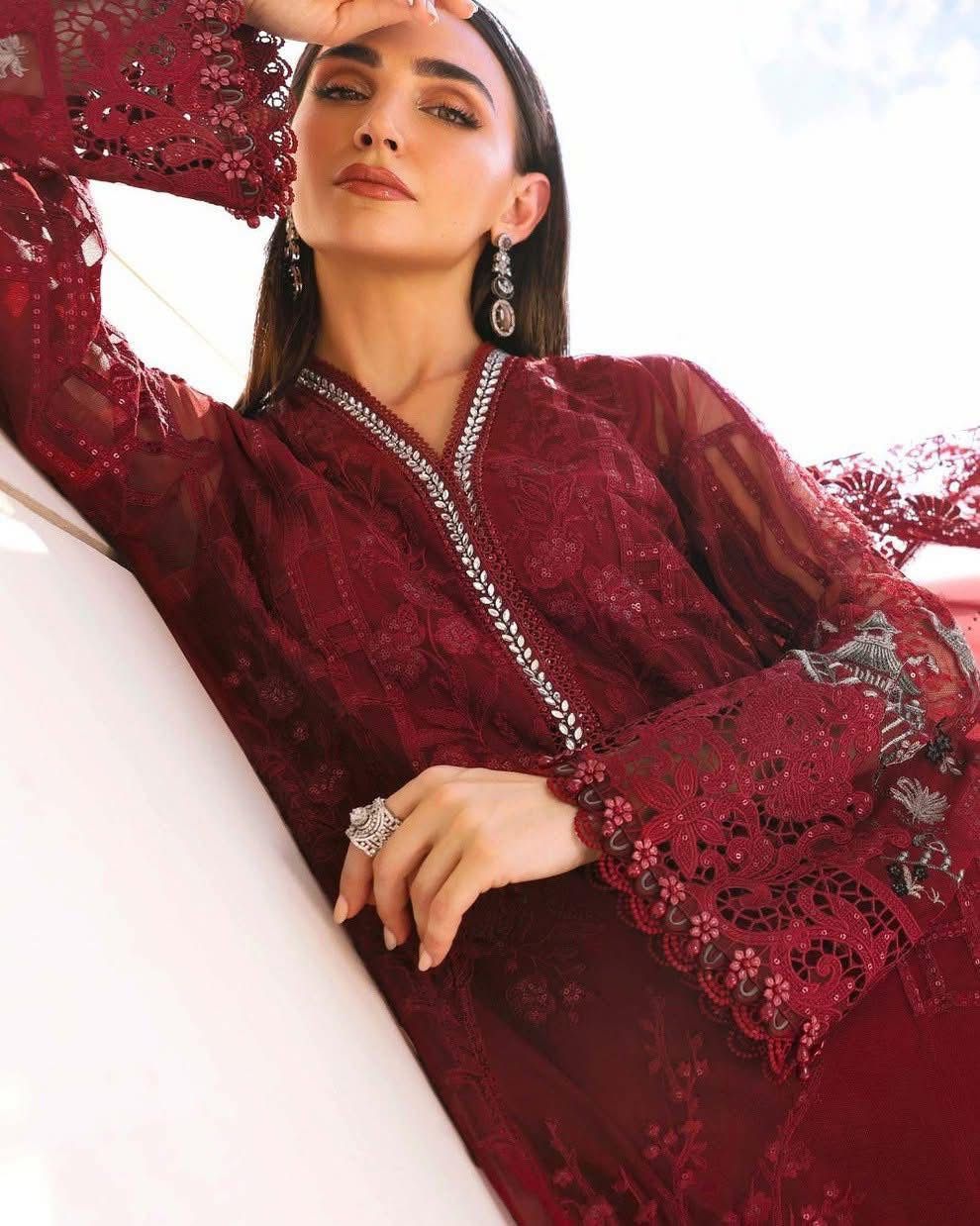 ‎‎‎‎‎‎‎‎‎‎‎‎‎MARIA.B- 3PC LAWN HEAVY EMBROIDERED SHIRT WITH BAMBER CHIFFON EMB DUPATTA AND TROUSER-DPC-3518