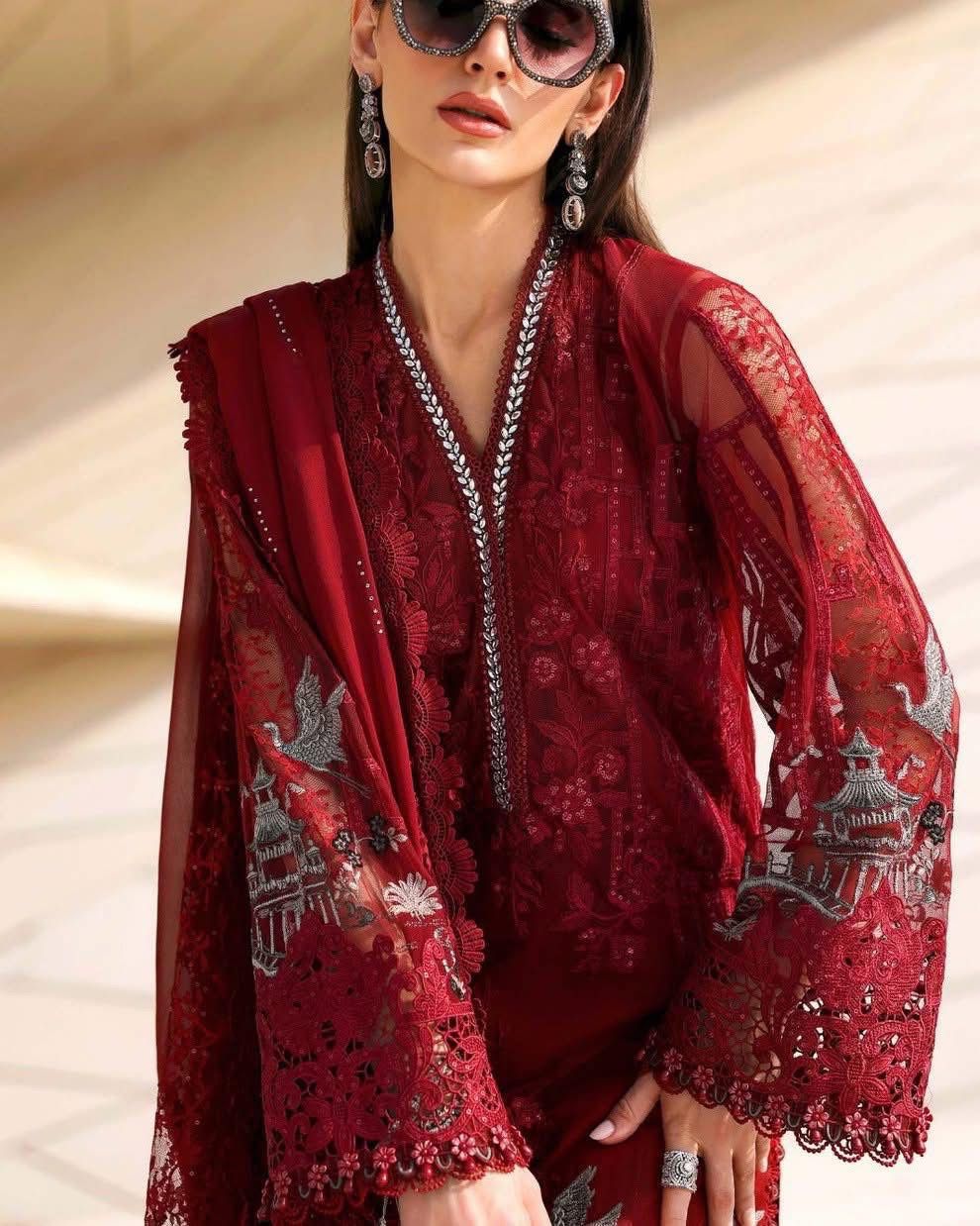 ‎‎‎‎‎‎‎‎‎‎‎‎‎MARIA.B- 3PC LAWN HEAVY EMBROIDERED SHIRT WITH BAMBER CHIFFON EMB DUPATTA AND TROUSER-DPC-3518