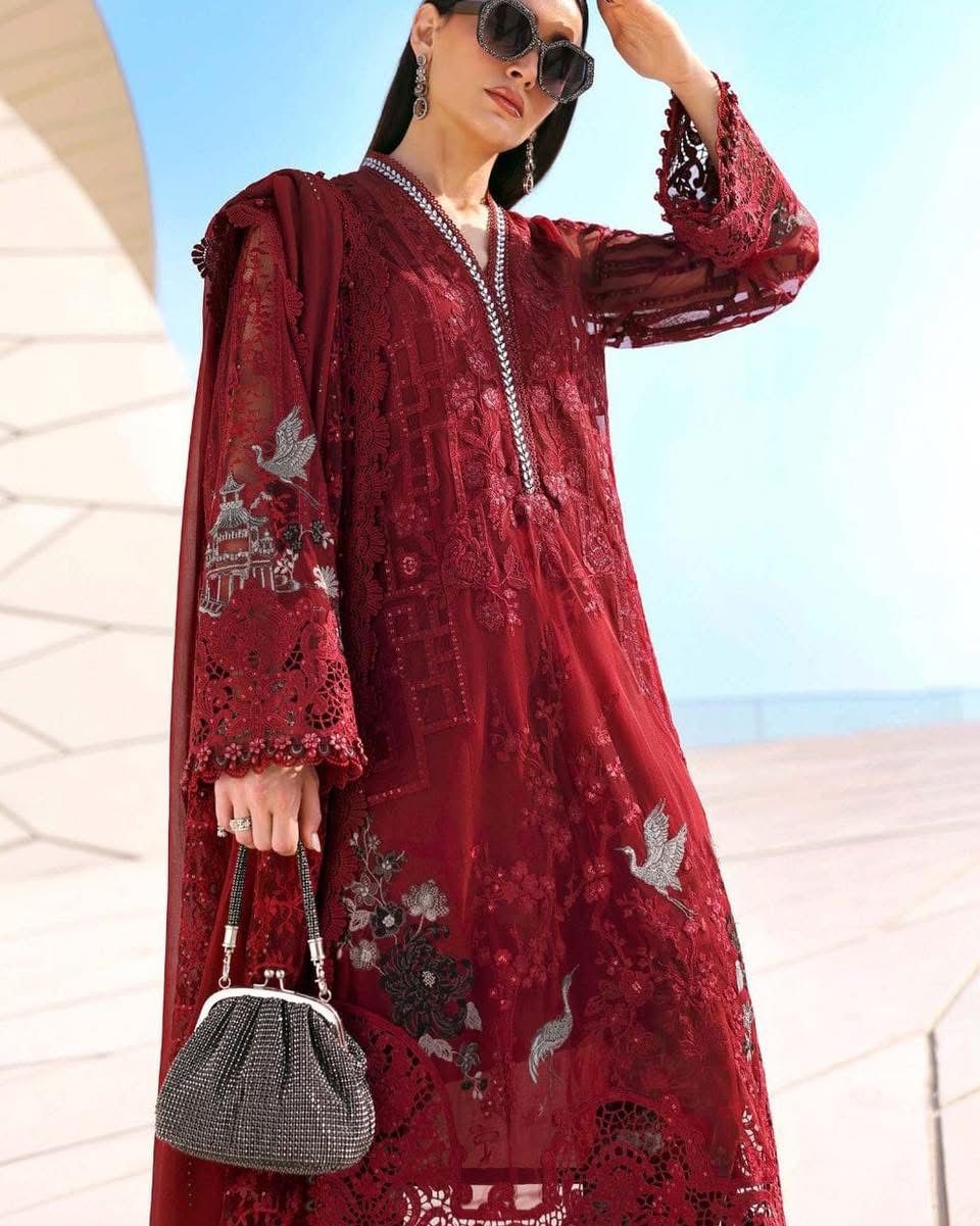 ‎‎‎‎‎‎‎‎‎‎‎‎‎MARIA.B- 3PC LAWN HEAVY EMBROIDERED SHIRT WITH BAMBER CHIFFON EMB DUPATTA AND TROUSER-DPC-3518