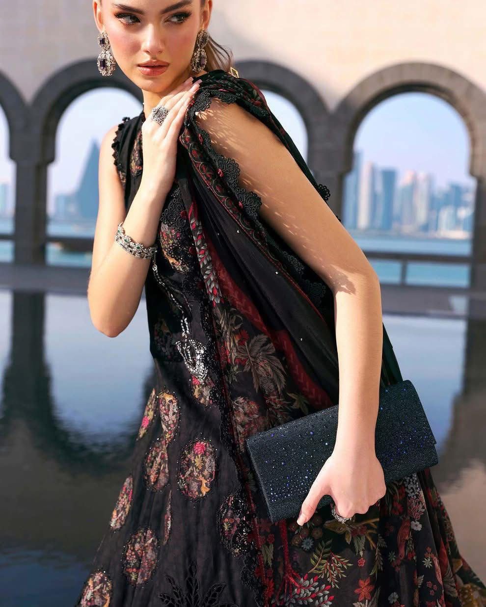 ‎MARIA B- 3PC LAWN HEAVY EMBROIDERED SHIRT WITH BAMBER CHIFFON EMB DUPATTA AND TROUSER-DPC-4339