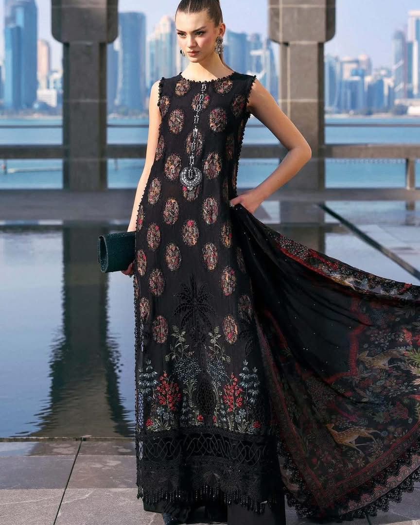 ‎MARIA B- 3PC LAWN HEAVY EMBROIDERED SHIRT WITH BAMBER CHIFFON EMB DUPATTA AND TROUSER-DPC-4339