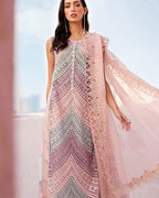 MARIA B- 3PC LAWN HEAVY EMBROIDERED SHIRT WITH PRINTED CHIFFON  DUPATTA AND TROUSER-DPC-4322