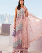 MARIA B- 3PC LAWN HEAVY EMBROIDERED SHIRT WITH PRINTED CHIFFON  DUPATTA AND TROUSER-DPC-4322