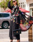 MARIA.B- 3PC LAWN HEAVY EMBROIDERED SHIRT WITH BAMBER CHIFFON EMB DUPATTA AND TROUSER-DPC-3519