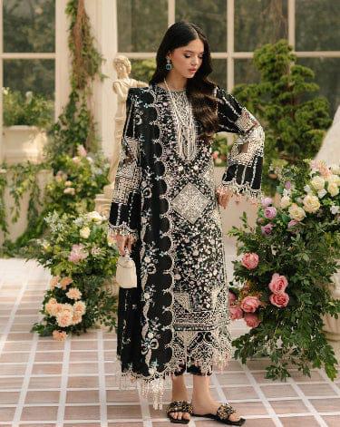 BIN ILYAS- 3PC LAWN HEAVY EMBROIDERED SHIRT WITH KHADDI NET DUPATTA AND TROUSER-DPC-4039
