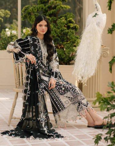 BIN ILYAS- 3PC LAWN HEAVY EMBROIDERED SHIRT WITH KHADDI NET DUPATTA AND TROUSER-DPC-4039