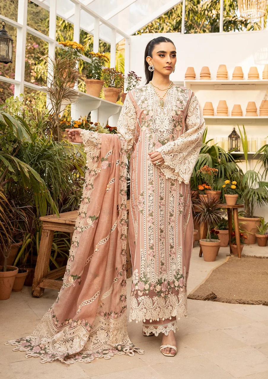 ‎‎‎‎‎‎‎‎‎‎‎ELAF- 3PC LAWN HEAVY EMBROIDERED SHIRT WITH KHADDI NET DUPATTA AND TROUSER-DPC-3519