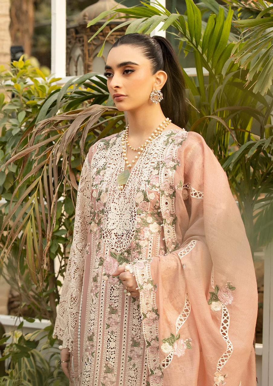 ‎‎‎‎‎‎‎‎‎‎‎ELAF- 3PC LAWN HEAVY EMBROIDERED SHIRT WITH KHADDI NET DUPATTA AND TROUSER-DPC-3519