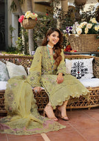 ELAF- 3PC LAWN HEAVY EMBROIDERED SHIRT WITH KHADDI NET DUPATTA AND TROUSER-DPC-3685