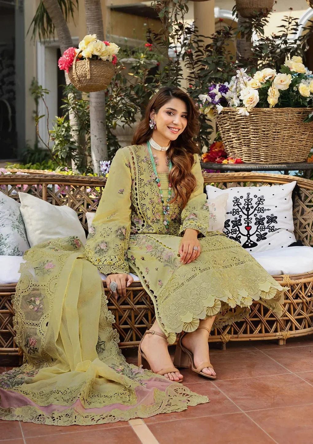 ELAF- 3PC LAWN HEAVY EMBROIDERED SHIRT WITH KHADDI NET DUPATTA AND TROUSER-DPC-3685