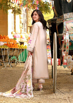 ANEELAS- 3PC LAWN HEAVY EMBROIDERED SHIRT WITH PRINTED CHIFFON  DUPATTA AND TROUSER-DPC-4244