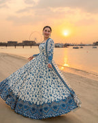 FAIZA SAQLAIN- 3PC LAWN EMBROIDERED SHIRT WITH KHADDI NET EMBROIDERED DUPATTA AND  TROUSER-DPC-3381