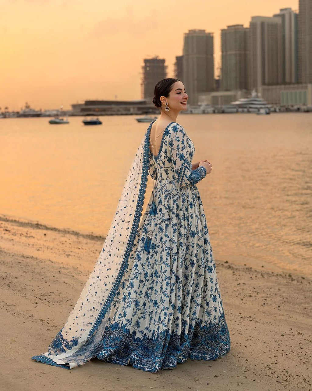 FAIZA SAQLAIN- 3PC LAWN EMBROIDERED SHIRT WITH KHADDI NET EMBROIDERED DUPATTA AND  TROUSER-DPC-3381