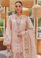 CRIMSON-3PC DHANAK LASER WORK EMBROIDERED SHIRT WITH MONARK PRINTED EMB DUPATTA & TROUSER-166