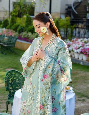 ELAF - 3PC LAWN EMBROIDERED SHIRT WITH CHIFFON PRINTED DUPATTA AND TROUSER -DPC-3561