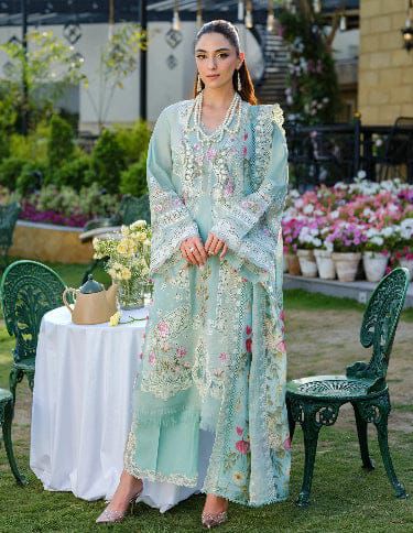 ELAF - 3PC LAWN EMBROIDERED SHIRT WITH CHIFFON PRINTED DUPATTA AND TROUSER -DPC-3561