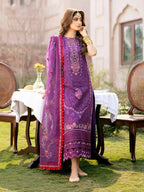 ‎BIN ILYAS - 3PC LAWN EMBROIDERED SHIRT WITH KHADDI NET DUPATTA AND TROUSER -DPC-4431