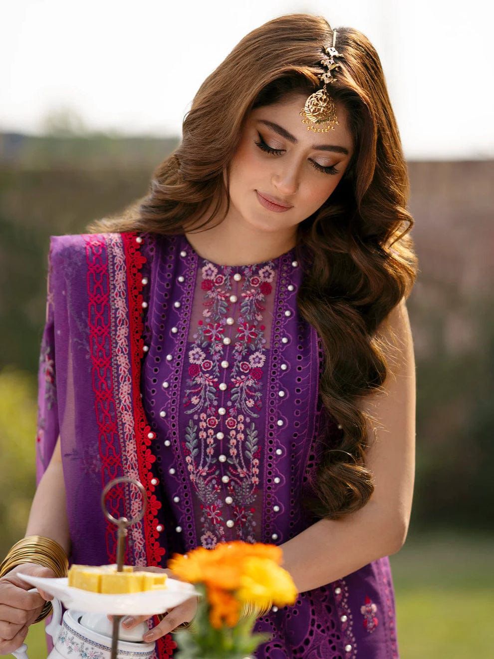 ‎BIN ILYAS - 3PC LAWN EMBROIDERED SHIRT WITH KHADDI NET DUPATTA AND TROUSER -DPC-4431