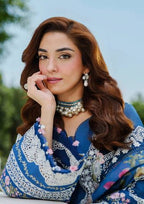 ELAF- 3PC LAWN HEAVY EMBROIDERED SHIRT WITH PRINTED CHIFFON DUPATTA AND TROUSER-DPC-3988