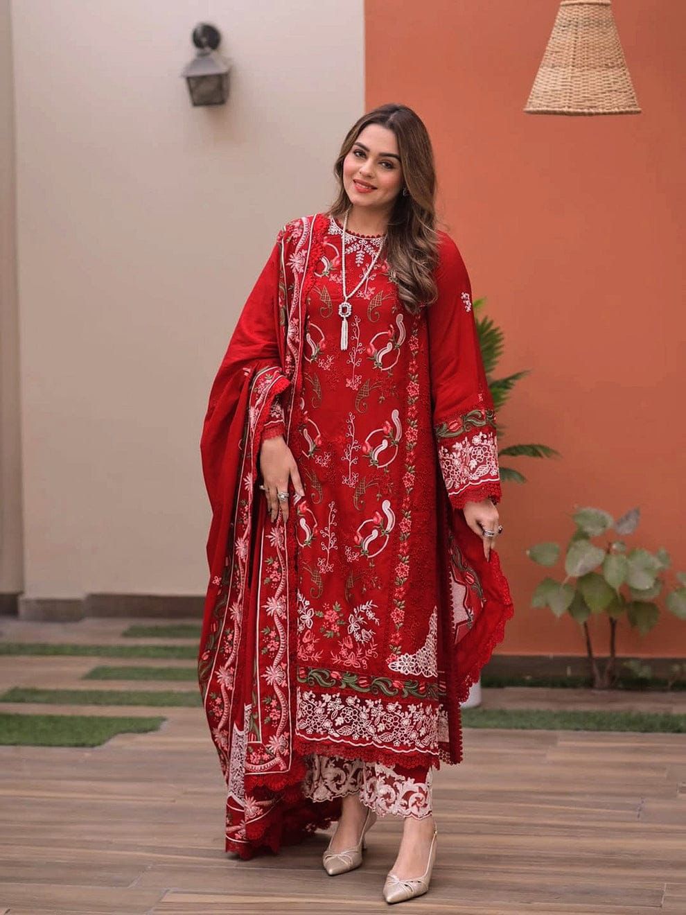 ANEELAS - 3PC LAWN EMBROIDERED SHIRT WITH KHADDI NET DUPATTA AND TROUSER -DPC-4102