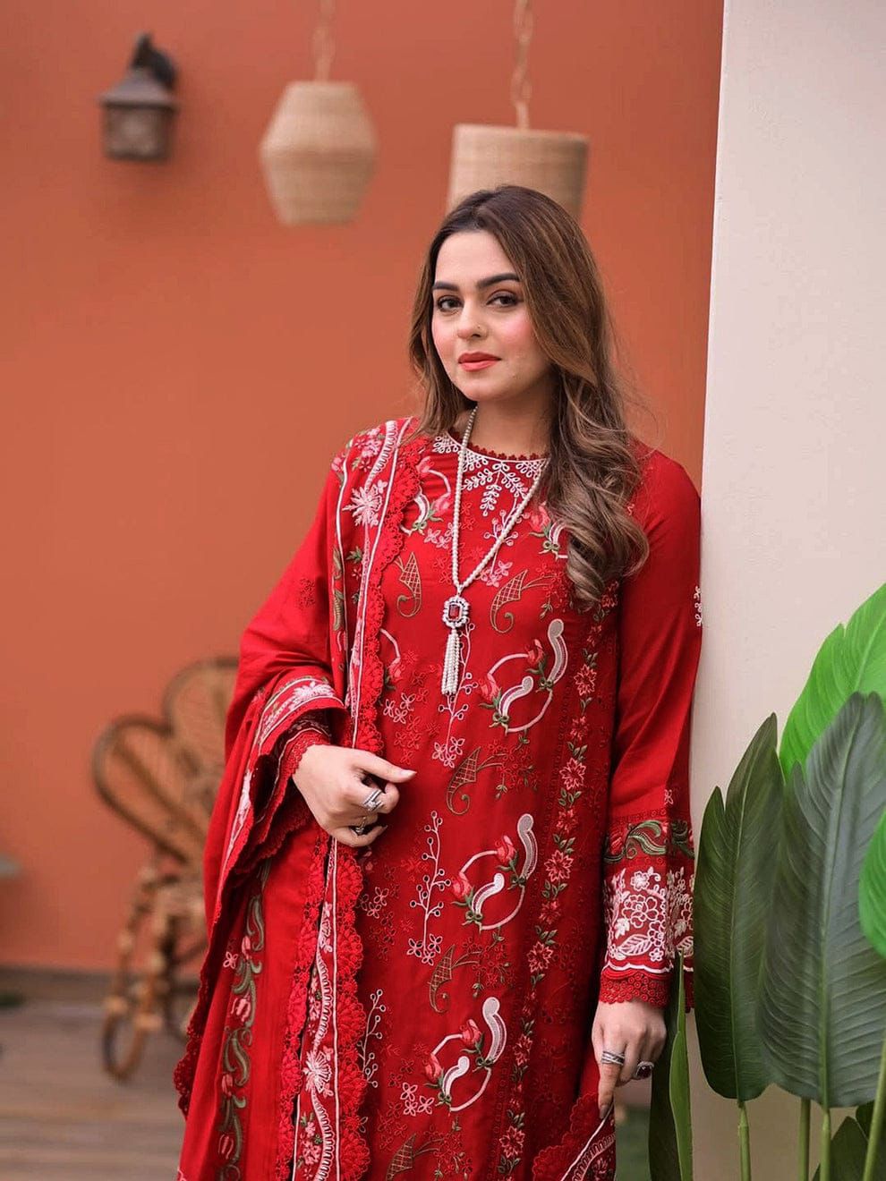 ANEELAS - 3PC LAWN EMBROIDERED SHIRT WITH KHADDI NET DUPATTA AND TROUSER -DPC-4102