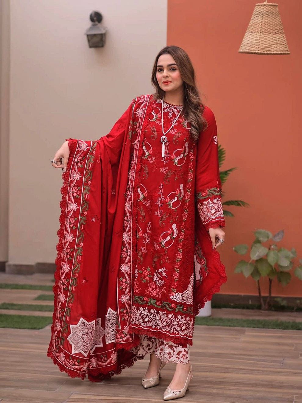 ANEELAS - 3PC LAWN EMBROIDERED SHIRT WITH KHADDI NET DUPATTA AND TROUSER -DPC-4102