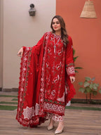 ANEELAS - 3PC LAWN EMBROIDERED SHIRT WITH KHADDI NET DUPATTA AND TROUSER -DPC-4102