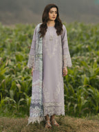 IZEL-3PC LAWN EMBROIDERED SHIRT WITH CHIFFON PRINTED DUPATTA AND TROUSER-DPC-4562
