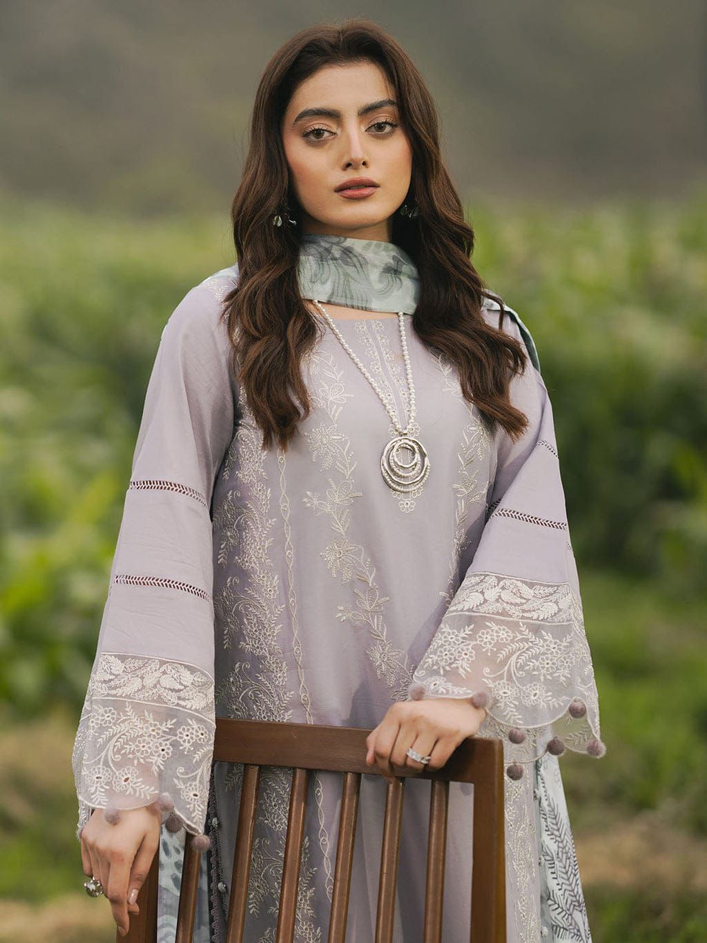 IZEL-3PC LAWN EMBROIDERED SHIRT WITH CHIFFON PRINTED DUPATTA AND TROUSER-DPC-4562