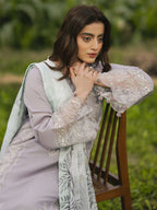 IZEL-3PC LAWN EMBROIDERED SHIRT WITH CHIFFON PRINTED DUPATTA AND TROUSER-DPC-4562