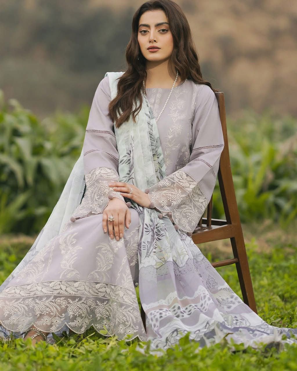 IZEL-3PC LAWN EMBROIDERED SHIRT WITH CHIFFON PRINTED DUPATTA AND TROUSER-DPC-4562