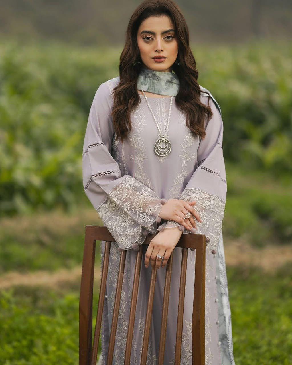 IZEL-3PC LAWN EMBROIDERED SHIRT WITH CHIFFON PRINTED DUPATTA AND TROUSER-DPC-4562