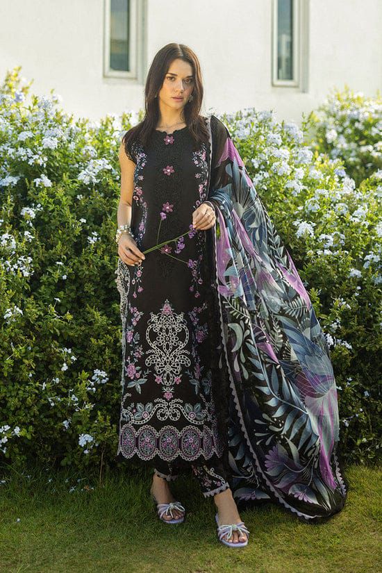 MUSHQ-3PC LAWN EMBROIDERED SHIRT WITH CHIFFON PRINTED DUPATTA & TROUSER-DPC-4632