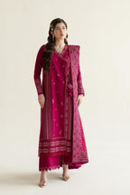 ZAIB-3PC LAWN EMBROIDERED SHIRT WITH KHADDI NET EMBROIDERED DUPATTA AND TROUSER-DPC-4779