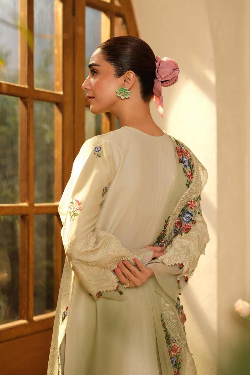 CRIMSON-3PC LAWN EMBROIDERED SHIRT WITH KHAADI NET EMBROIDERED DUPATTA AND TROUSER-DPC-4634