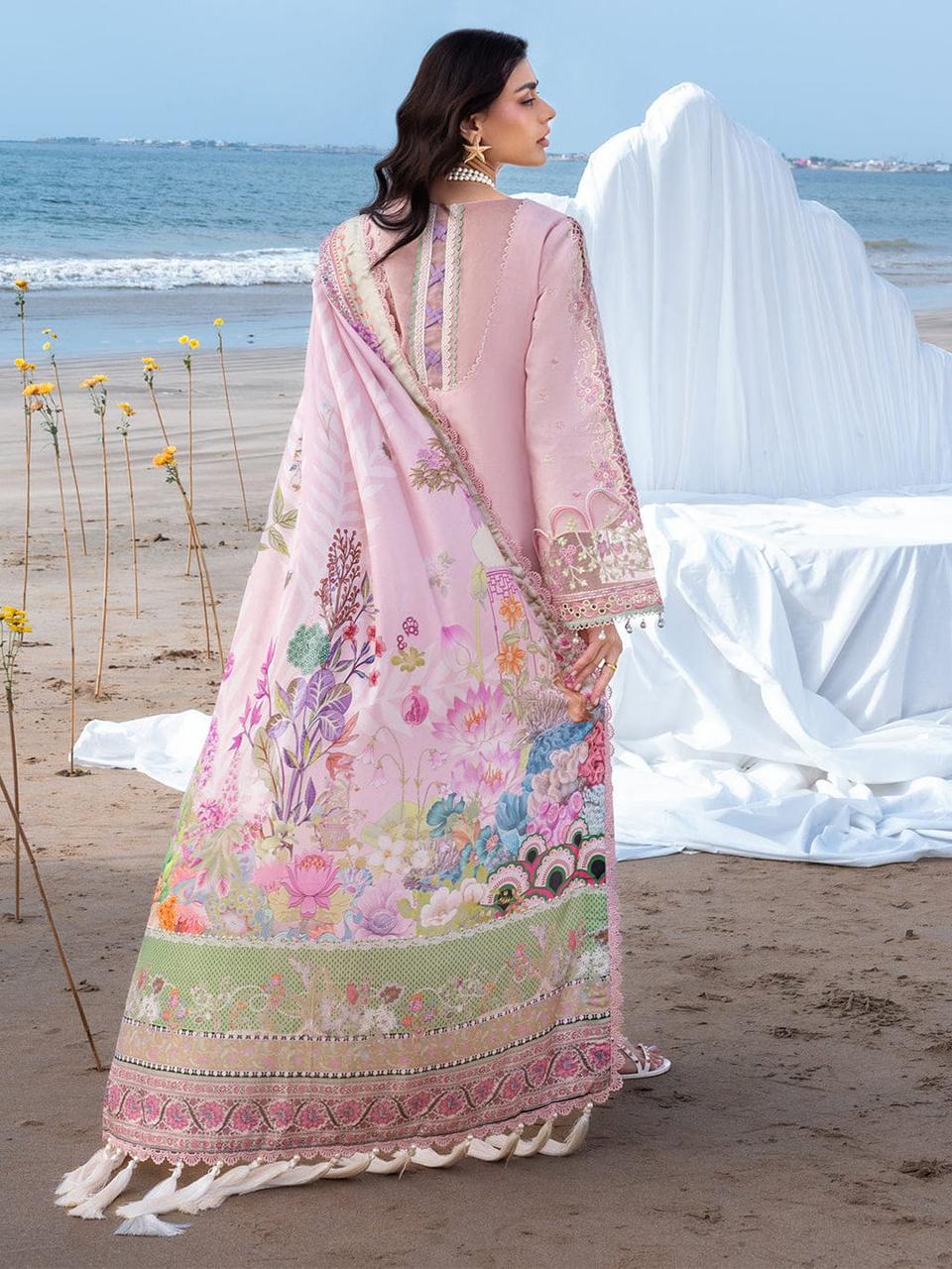 ‎‎‎‎‎‎‎‎‎‎‎‎‎‎‎‎‎‎‎‎MAHNUR-3PC LAWN CHIKANKAARI EMBROIDERED SHIRT WITH CHIFFON PRINTED DUPATTA AND TROUSER-DPC-4787